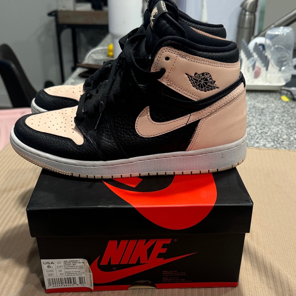 Nike Black and Cream High-Top Jordan 1s